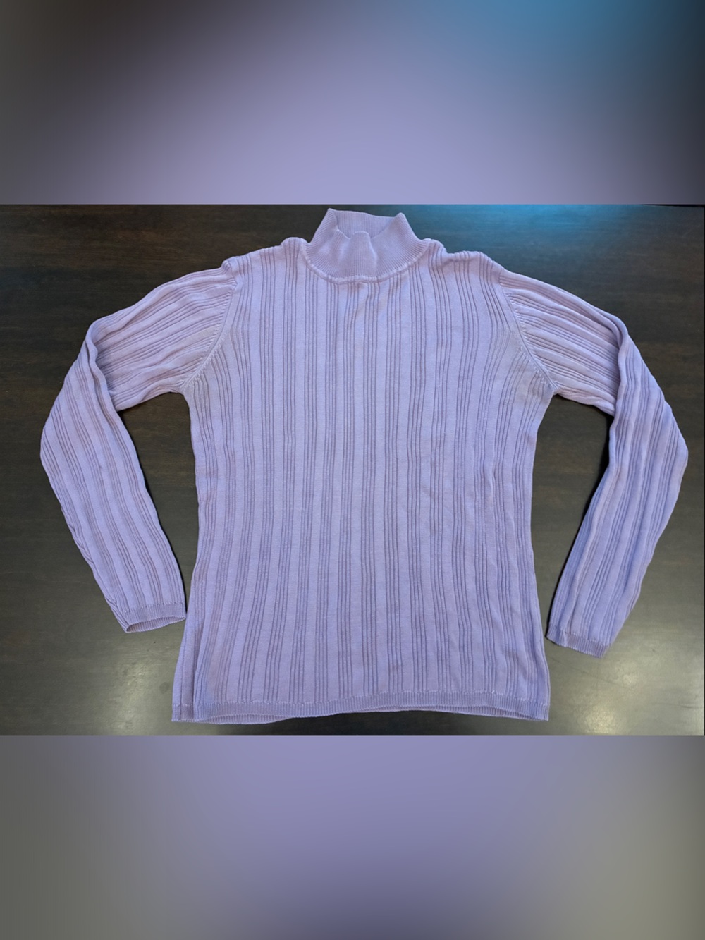 2/$15. Liz Claiborne Lavender Ribbed 100% Silk Turtleneck Sweater. sz S